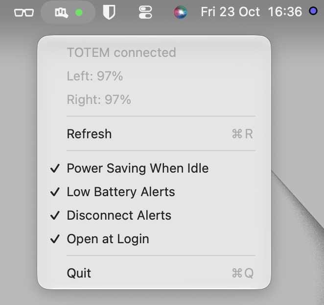 Menu bar app